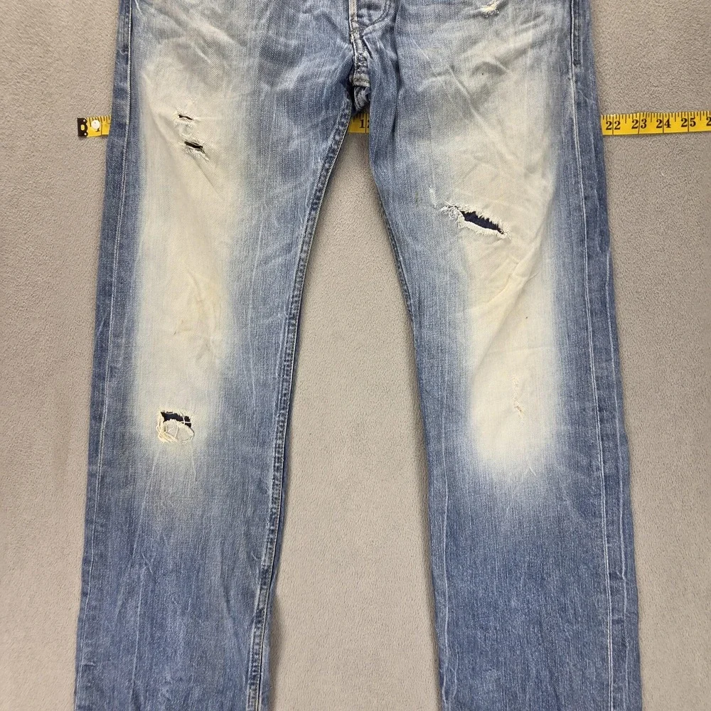 Diesel Jeans Mens 30x32 Blue Viker-R-Box Straight Distressed Made Italy 008MY